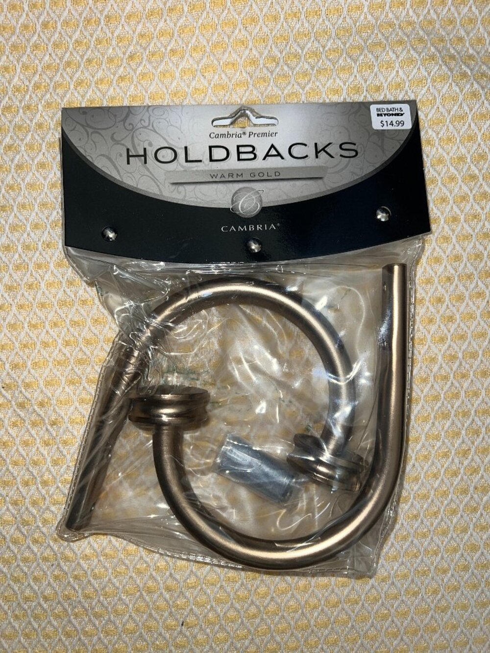 NWT Cambria Premier Warm Gold Curtain Holdbacks Set of 2